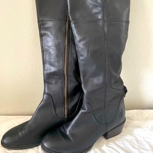 Timberland black leather knee-high boots